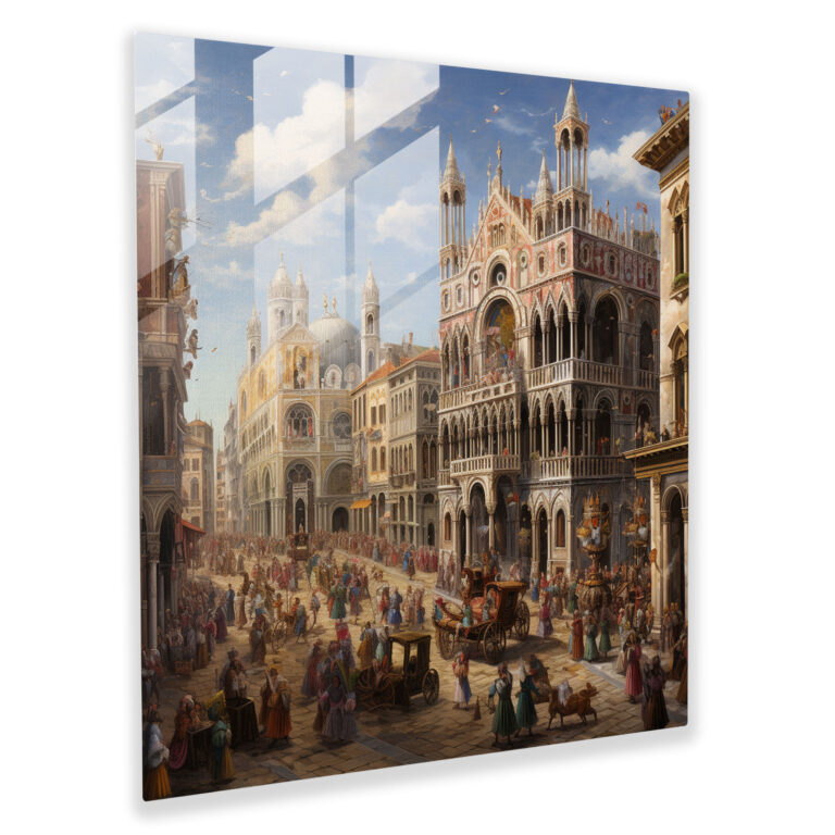 Renaissance City Square Glass Print - Renaissance, Renaissance, Modern Art, Wall Decoration
