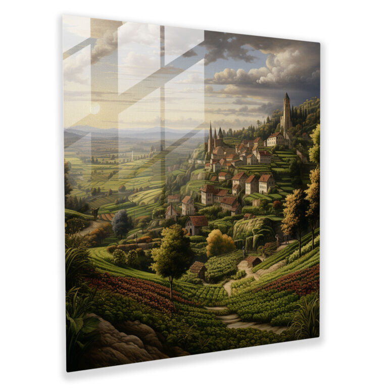 Renaissance Countryside Glass Print - Renaissance, Renaissance, Modern Art, Serene Countryside