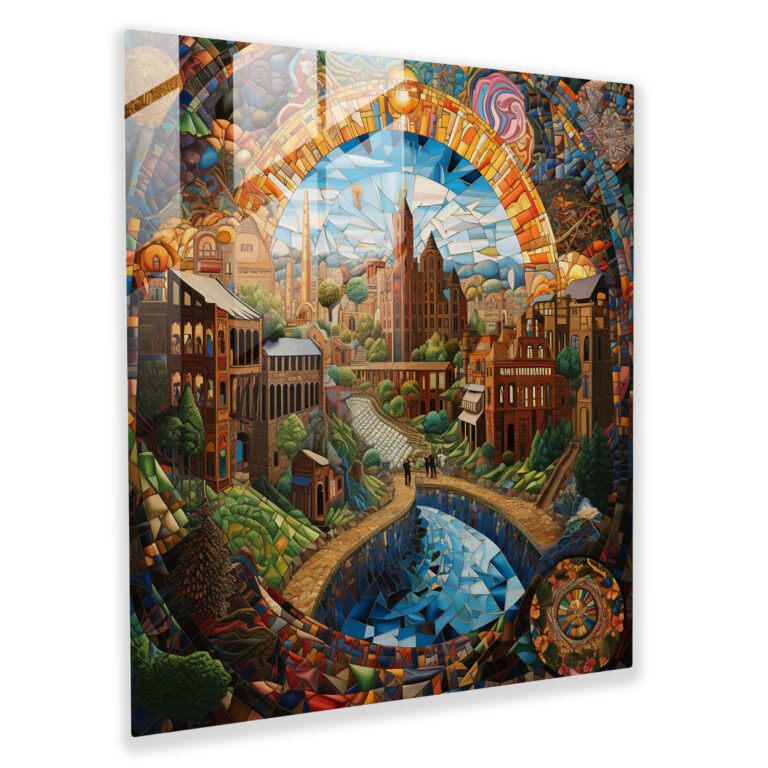 Renaissance Mosaic Glass Print - Renaissance, Mosaic, Home Decoration, Geometric Patterns