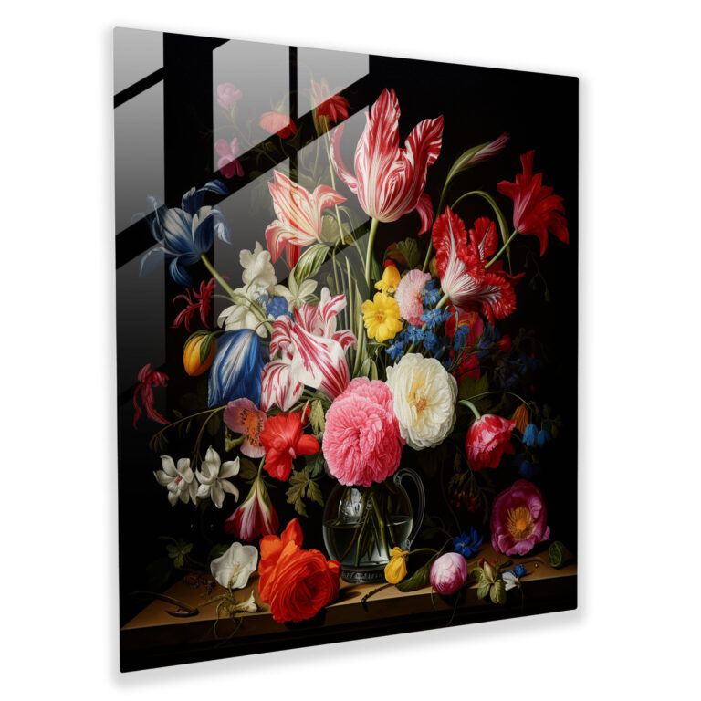 Renaissance Floral Glass Print - Renaissance, Home Decoration, Wall Decoration, Glass Art