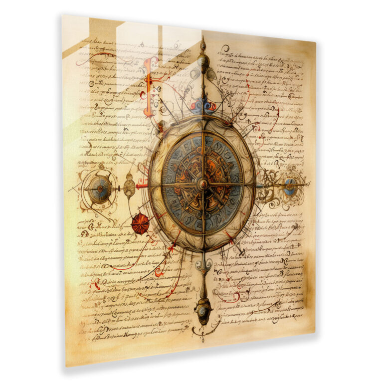 Renaissance Manuscript Glass Print - Renaissance, Glass Wall Art, Home Decoration, Manuscript