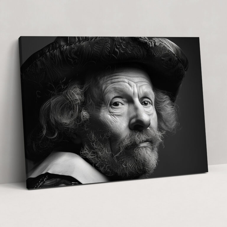 Rembrandt Black And White Artwork Canvas Print - Rembrandt, Wall Art, Canvas Wall Art, Canvas Print