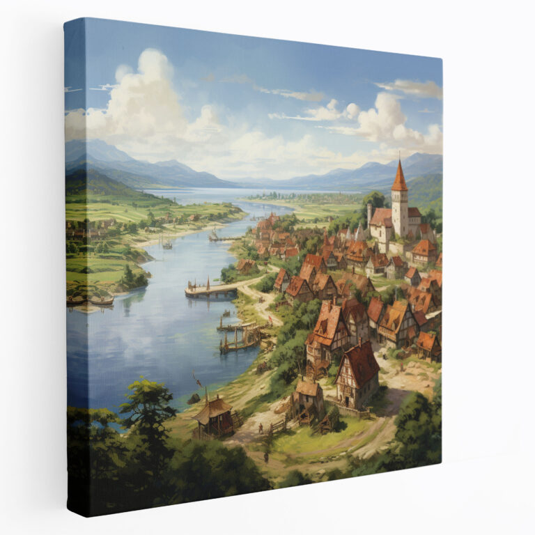 Renaissance Wall Decoration: Serene Countryside Landscape - Renaissance, Charming Village, Home Decoration, Tranquility
