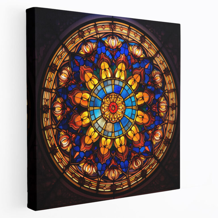 Renaissance Stained Glass Wall Art - Renaissance, Vibrant Colors, Canvas Wall Art, Elegance