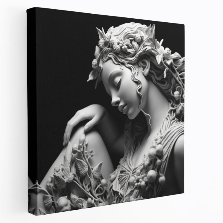 Renaissance-Inspired Black And White Canvas Print Of A Statue - Renaissance, Beauty, Black And White, Home Decoration
