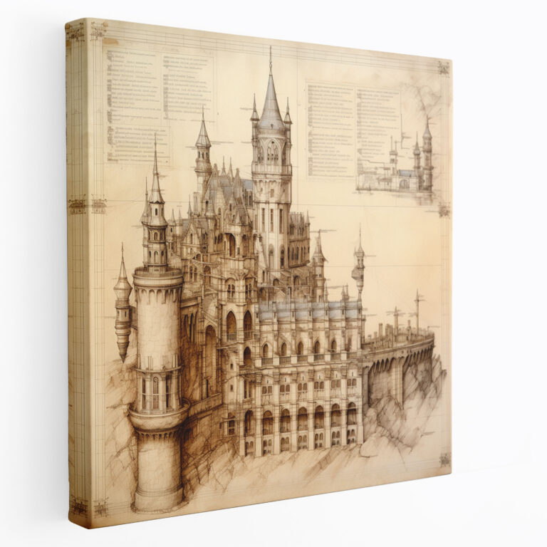 Renaissance Castle Blueprint Canvas Print - Renaissance, Home Decoration, Canvas, Renaissance Castle Blueprint