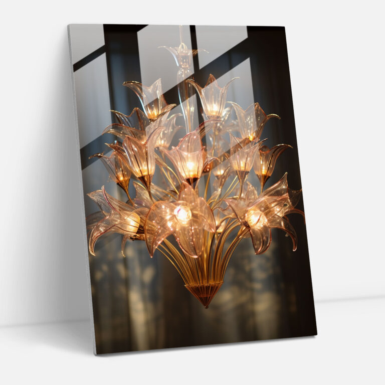 Glass Chandelier - Mesmerizing Glow - Realistic Glass Sculpture, Wall Decoration, Glass Print, Intricate