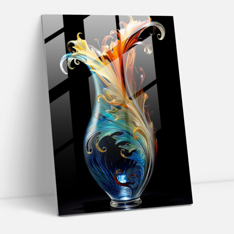 Glass Art: Hand-Blown Floral Glass Vase - Realistic Glass Sculpture, Hand-Blown Glass Vase, Wall Decoration, Glass Art