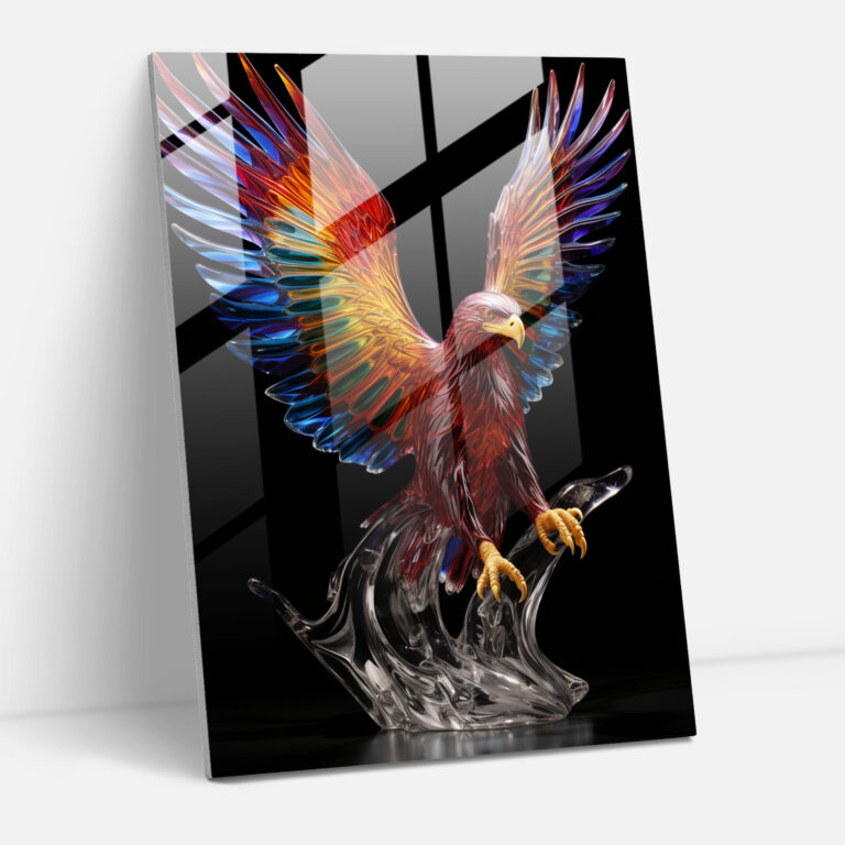 Glass Art: Majestic Eagle Sculpture - Realistic Glass Sculpture, Glass Art, Freedom, Modern Art