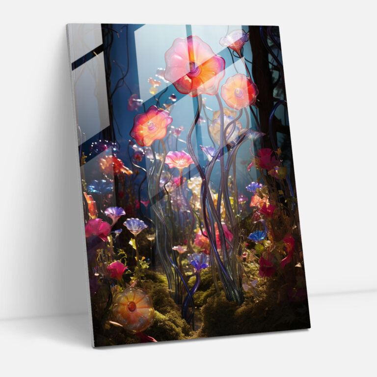 Enchanted Glass Garden - Realistic Glass Sculpture, Whimsical Garden, Enchanted, Modern Art