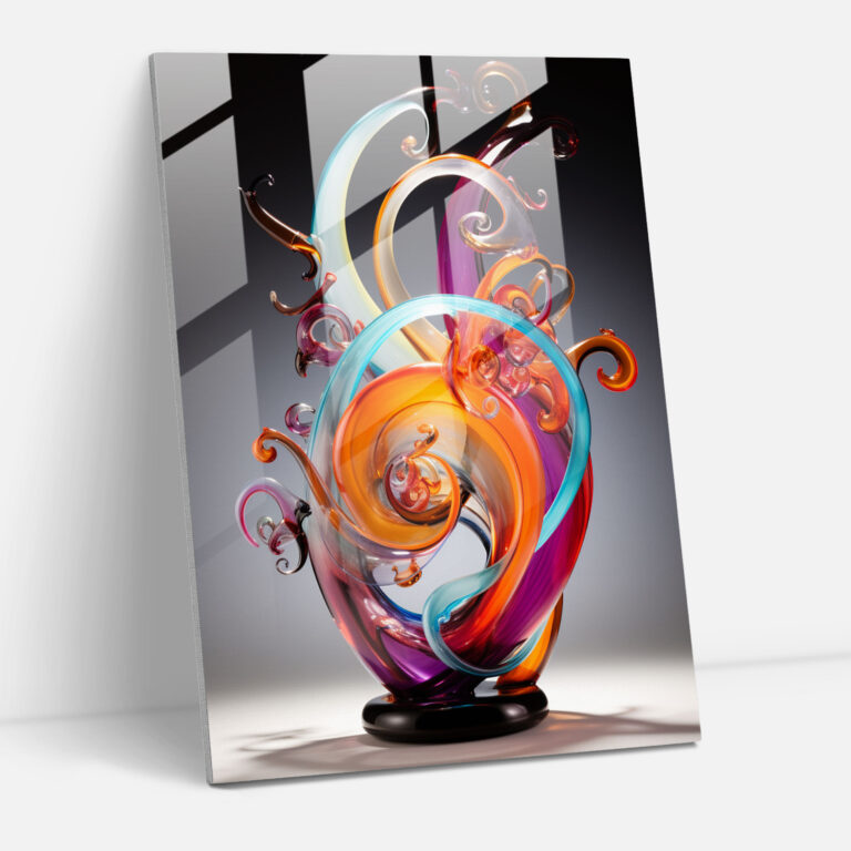 Glass Art Abstract Sculpture With Vivid Colors - Realistic Glass Sculpture, Vivid Colors, Glass Print, Modern Art