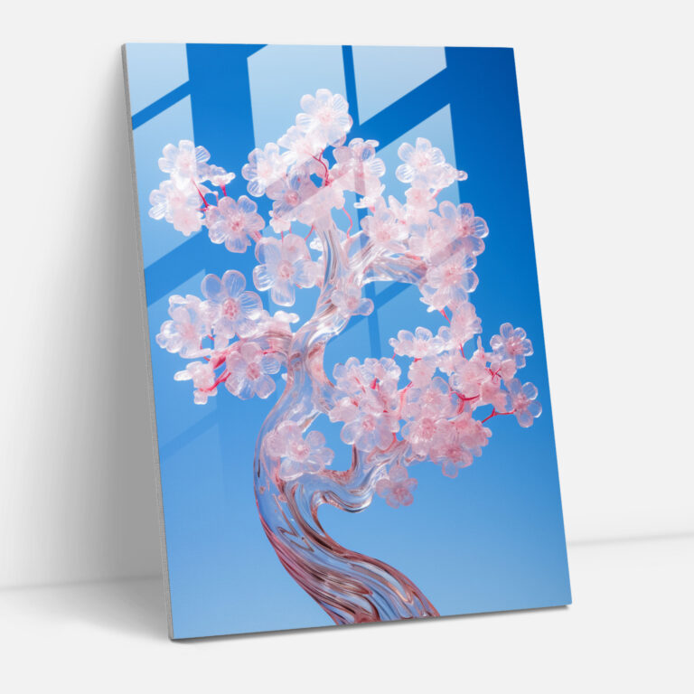 Realistic Glass Wall Art - Cherry Blossom Glass Print - Realistic Glass Sculpture, Serene, Modern Art, Wall Decoration