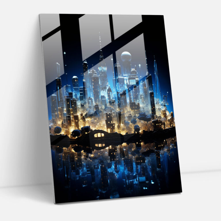 Realistic Glass Wall Art - City Skyline Glass Print - Realistic Glass Sculpture, Realistic Glass Sculpture, Home Decoration, Glass Print