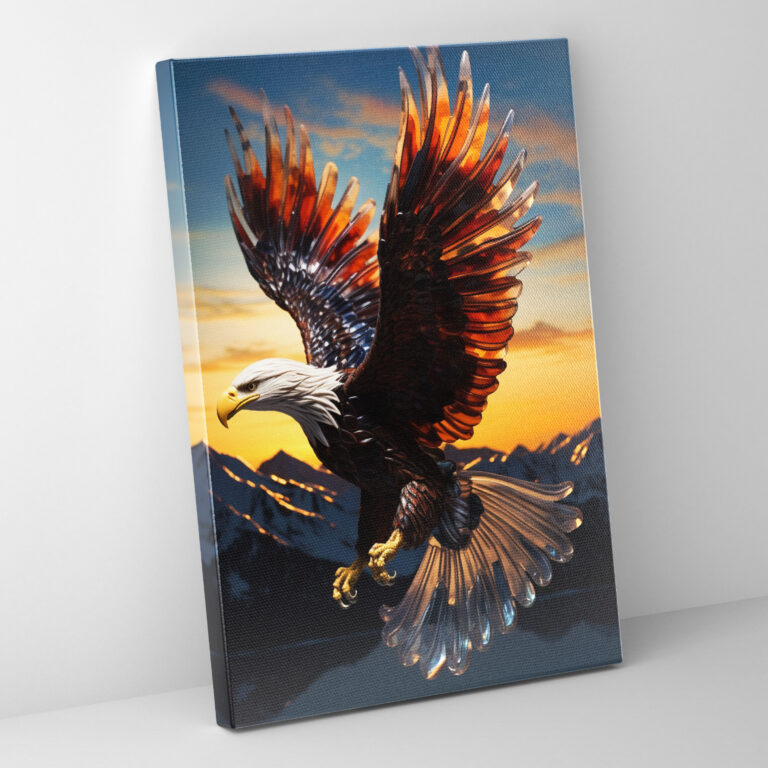 Realistic Glass Sculpture Sunset Eagle Wall Art - Realistic Glass Sculpture, Sunset Art, Home Decoration, Nature Art