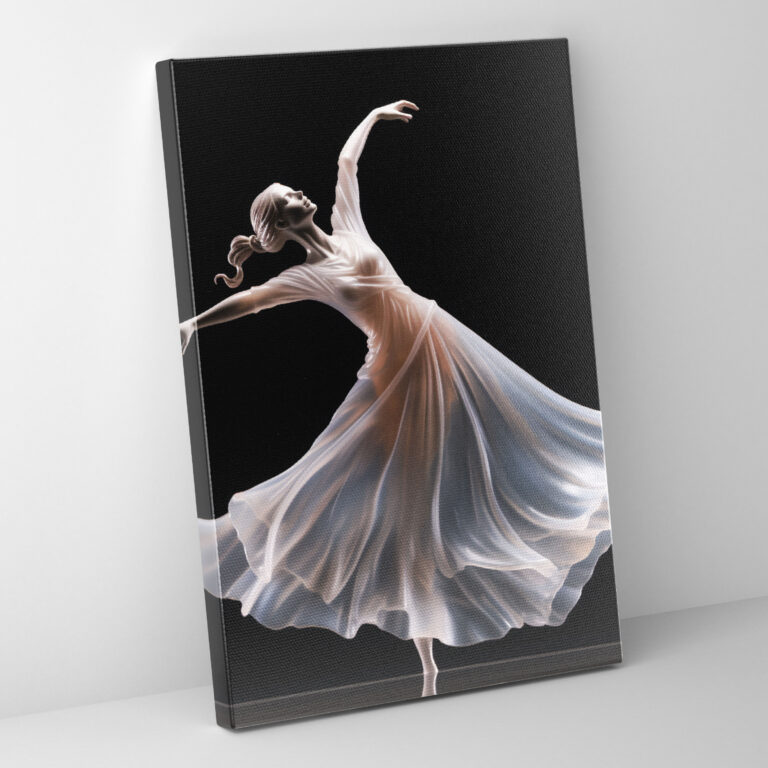 Realistic Glass Sculpture - Frosted Ballerina Canvas Print - Realistic Glass Sculpture, Frosted, Canvas Print, Fluid Movement
