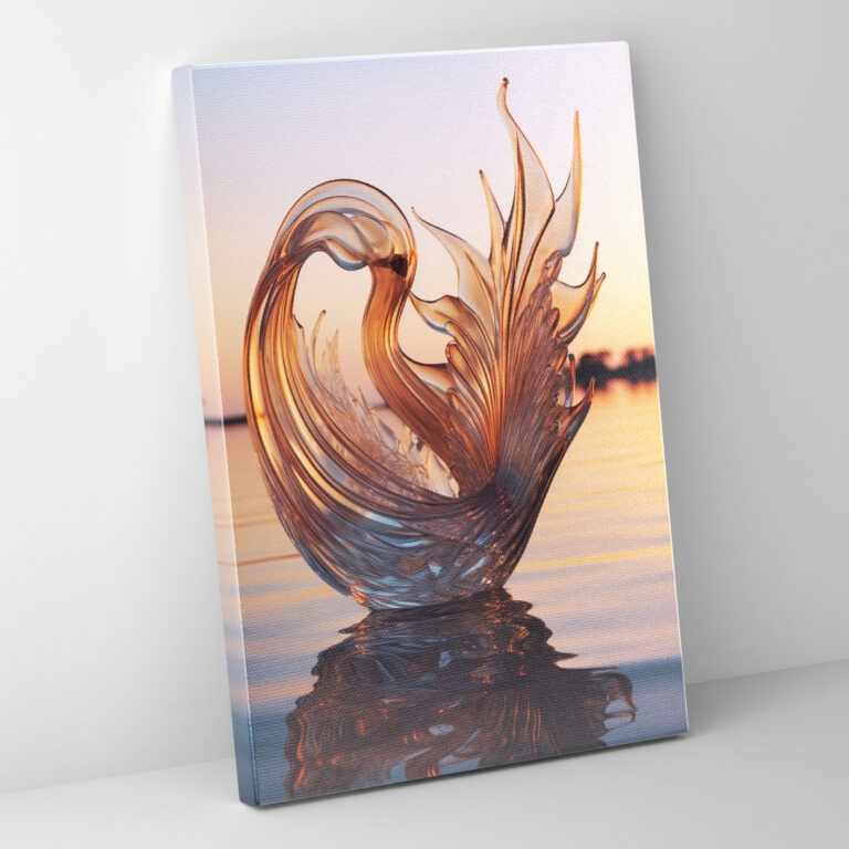 Realistic Glass Sculpture Wall Art - Realistic Glass Sculpture, Graceful, Sunset, Swan