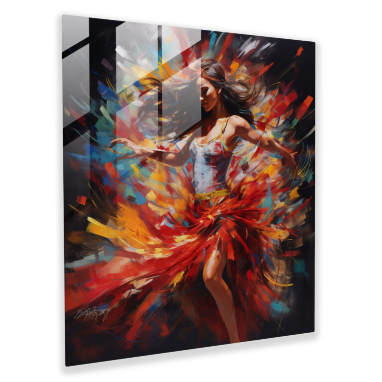 Red Indian Dancer Glass Print - Red Indian, Vibrant, Glass Print, Wall Decoration