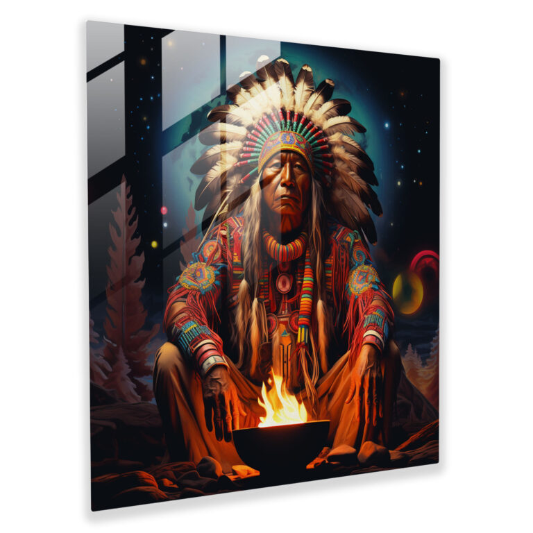 Red Indian Glass Print - Red Indian, Modern Art, Glass Art, Red Indian