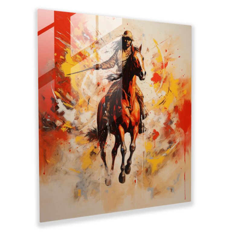 Red Indian Warrior Glass Print - Red Indian, Home Decoration, Cultural Charm, Glass Print