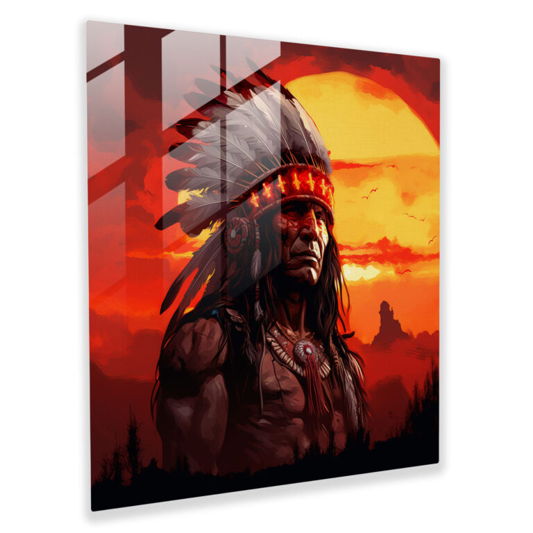 Red Indian Chief Glass Print - Red Indian, Glass Art, Modern Art, Glass Print