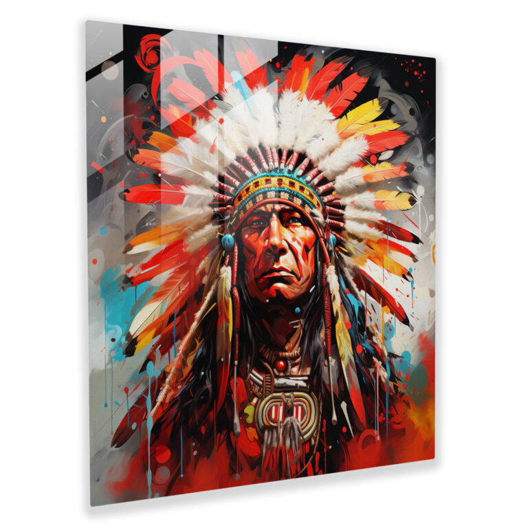 Red Indian Glass Print - Red Indian, Wall Decoration, Red Indian, Glass Art