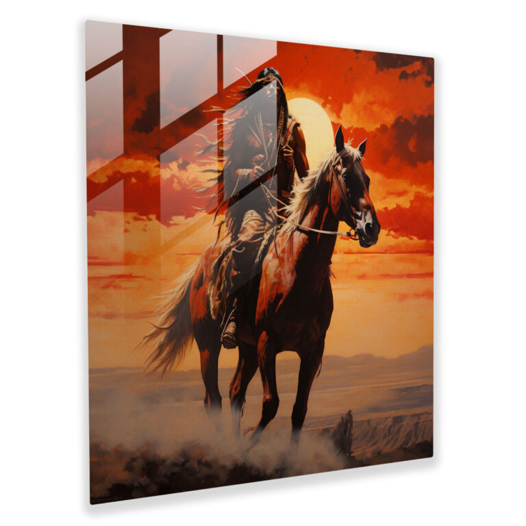 Red Indian Horse Glass Print - Red Indian, Modern Art, Horse, Glass Wall Art