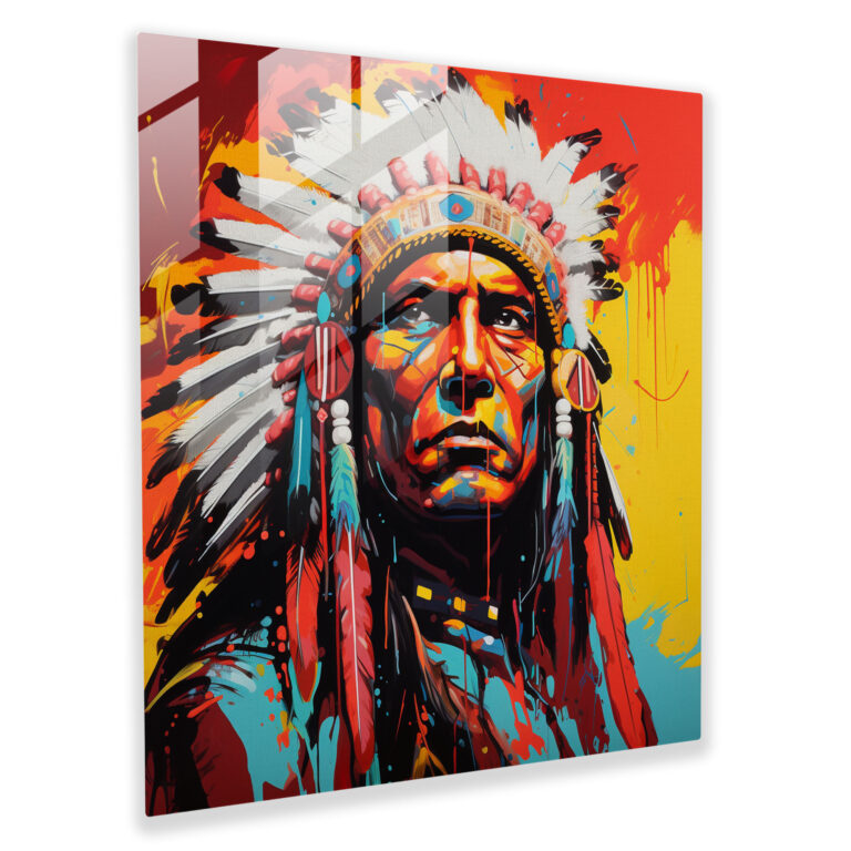 Red Indian Pop Art Glass Print - Red Indian, Red Indian, Comic Book, Pop Art