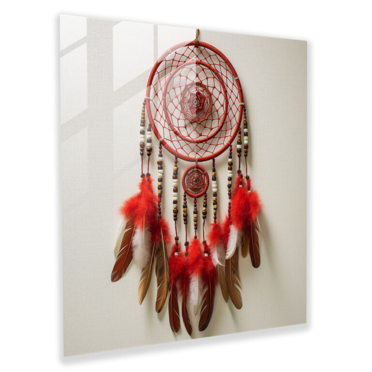 Red Indian Dreamcatcher Glass Print - Red Indian, Wall Decoration, Red Indian, Spirituality