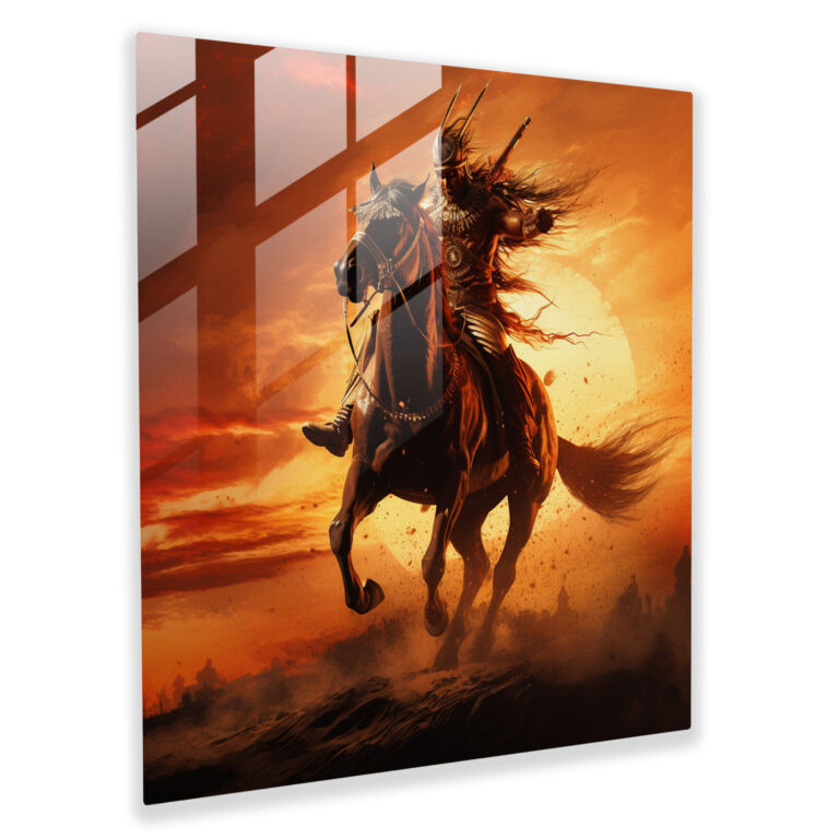 Red Indian Warrior Glass Print - Red Indian, Modern Art, Red Indian, Home Decoration