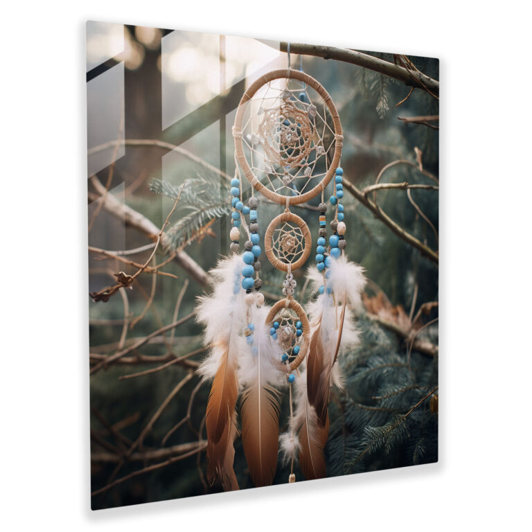 Red Indian Dreamcatcher Glass Print - Red Indian, Dreamcatcher, Red Indian, Modern Art