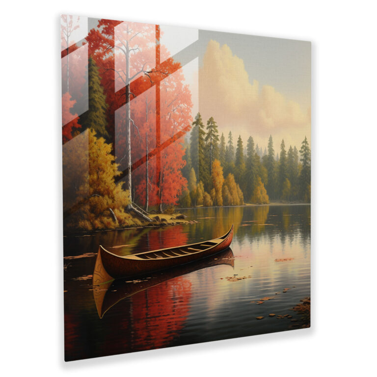 Red Indian Canoe Glass Print - Red Indian, Glass Art, Wall Decoration, Glass Wall Art