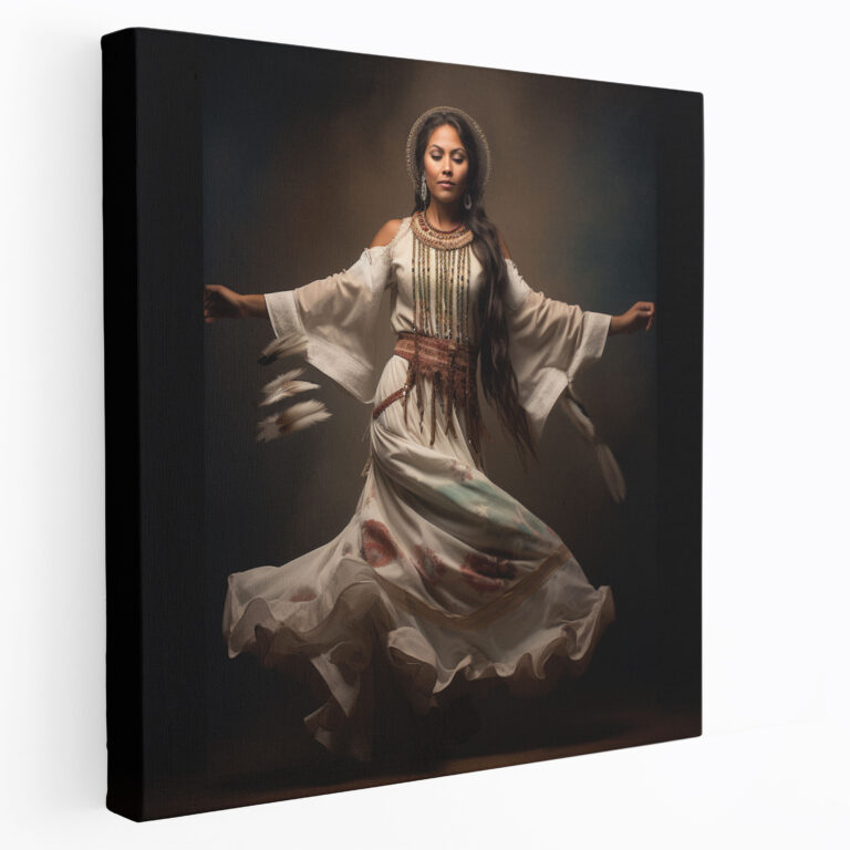 Red Indian Wall Art - Native American Woman Dancing Canvas Print - Red Indian, Wall Art, Canvas, Red Indian