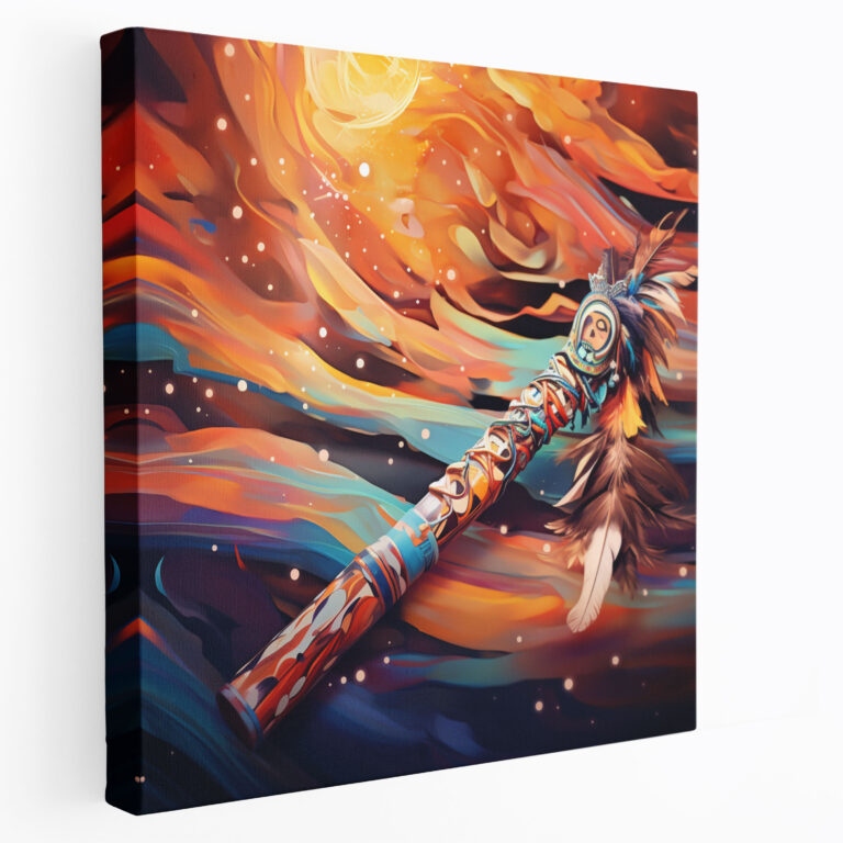 Red Indian Wall Decoration - Native American Flute Close-Up Canvas Print - Red Indian, Canvas Print, Native American Flute, Home Decoration