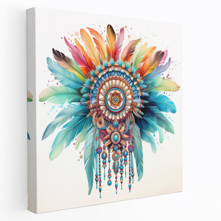 Red Indian Wall Decoration - Colorful Native American Headdress - Red Indian, Canvas, Red Indian, Wall Decoration