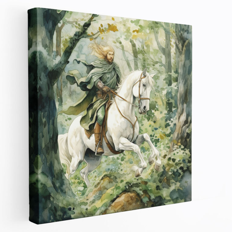 Red Indian Canvas Print - Majestic Warrior Wall Art - Red Indian, Horseback, Majestic, Wall Decoration