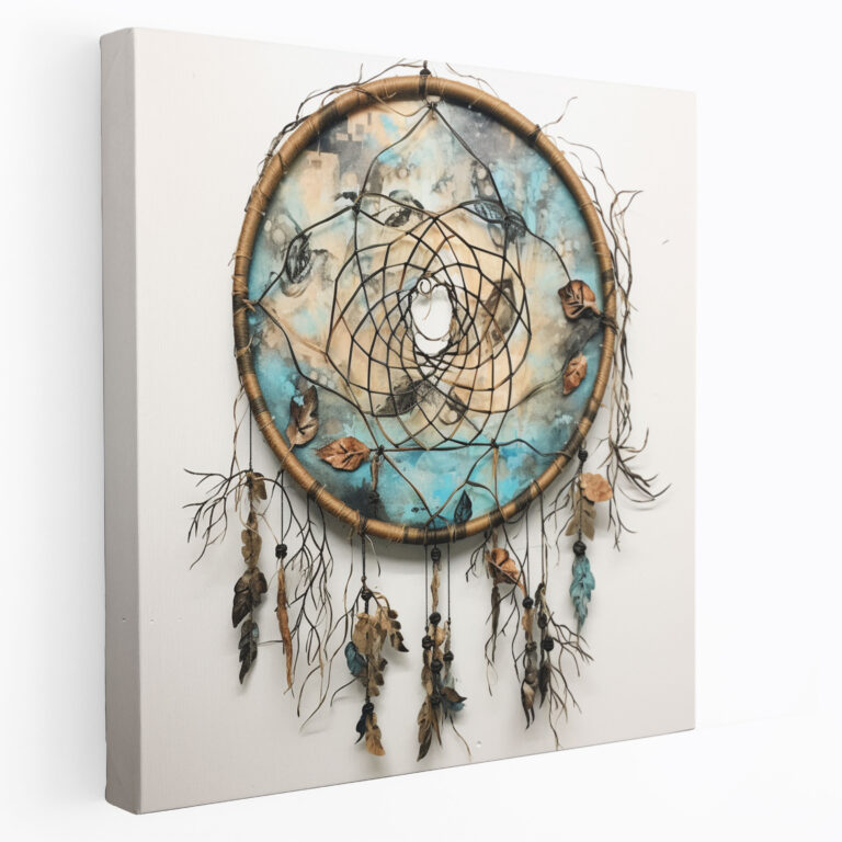 Red Indian Canvas Print - Dreamcatcher Wall Art - Red Indian, Canvas Print, Mixed Media Artwork, Dreamcatcher