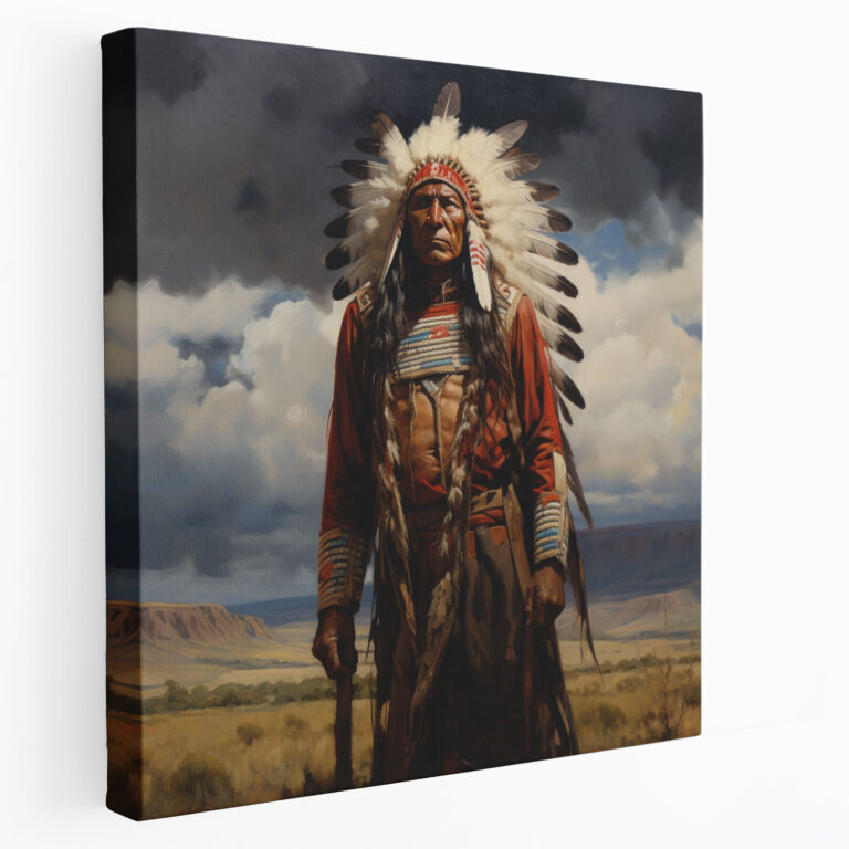 Red Indian Canvas Print - Native American Chief Wall Art - Red Indian, Regalia, Native American, Canvas Print