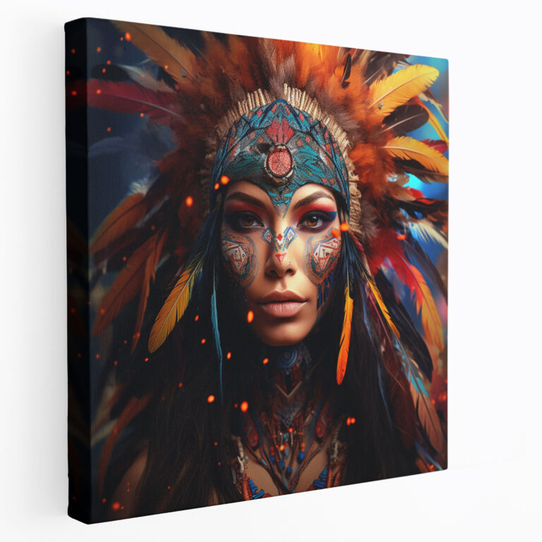 Red Indian Canvas Print - Native American Woman Wall Art - Red Indian, Woman, Wall Art, Canvas Print