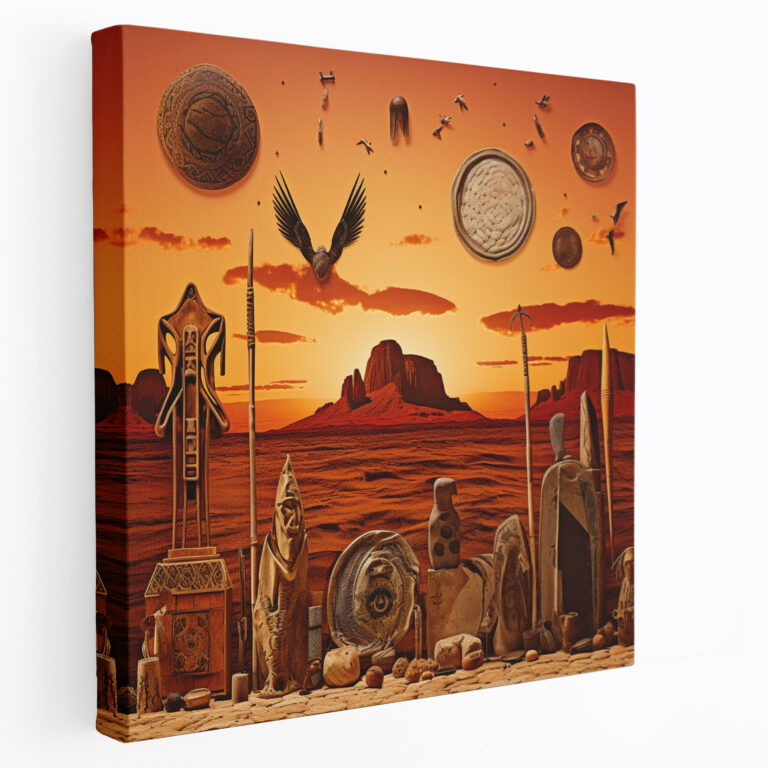 Red Indian Wall Decoration - Native American Symbols Canvas Print - Red Indian, Canvas Print, Wall Decoration, Symbols