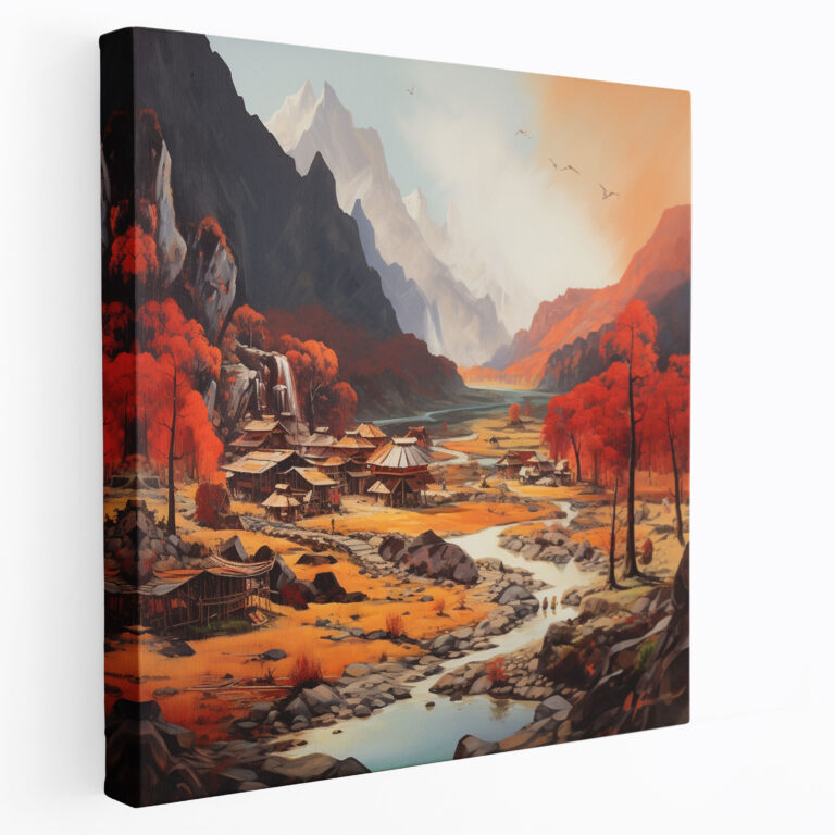 Red Indian Canvas Print - Majestic Mountain Village Wall Art - Red Indian, Red Indian Village, Red Indian, Canvas