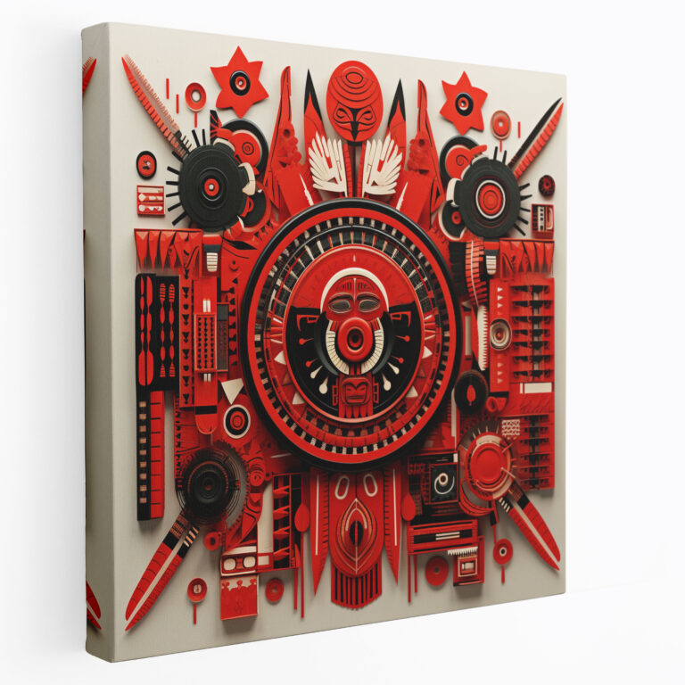 Red Indian Wall Decoration - Indigenous Patterns Canvas Print - Red Indian, Wall Art, Mosaic, Red Indian