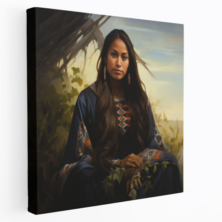 Red Indian Canvas Print - Serene Native American Woman Wall Art - Red Indian, Serene, Native American Woman, Nature