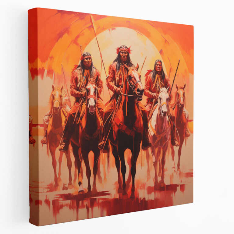 Red Indian Canvas Print - Red Indian, Home Decoration, Wall Art, Horseback