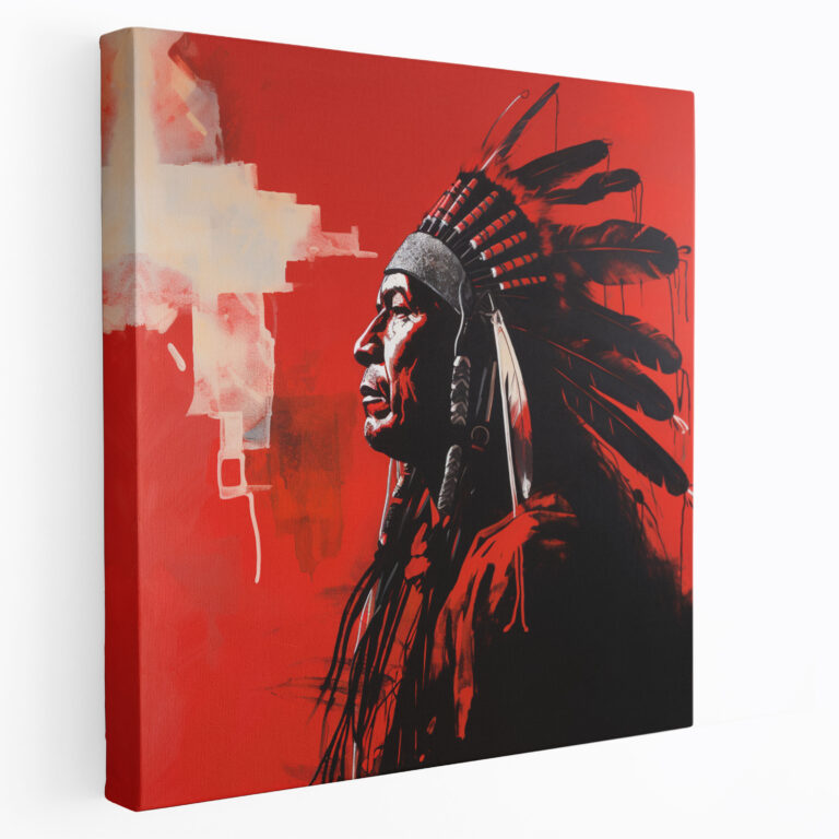 Red Indian Wall Art - Red Indian, Silhouette, Canvas, Home Decoration