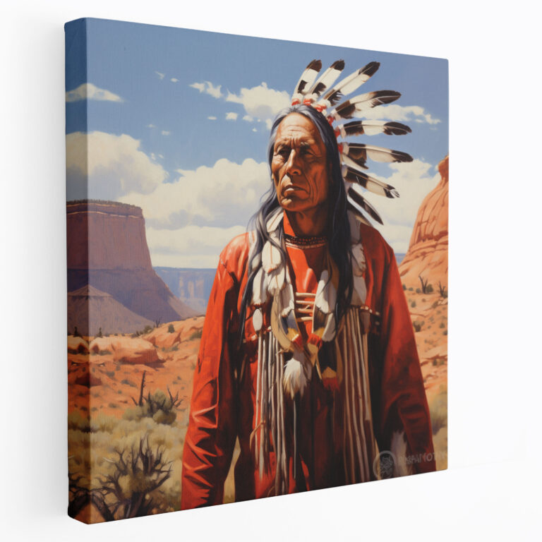 Red Indian Canvas Print - Red Indian, Acrylic Painting, Red Indian, Canvas