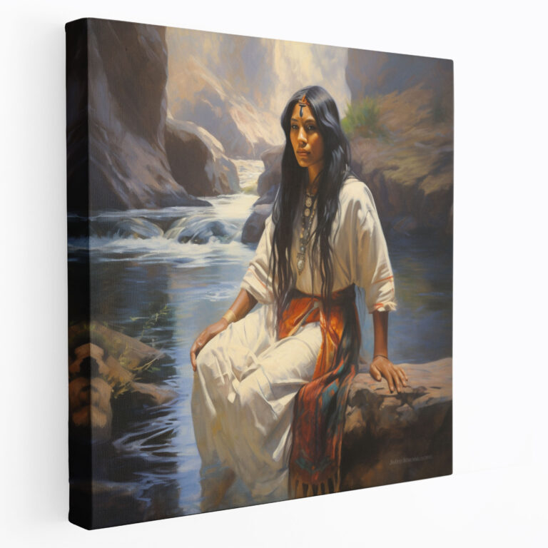 Red Indian Canvas Print: Serene Native Woman - Red Indian, Wall Decoration, Red Indian, Canvas