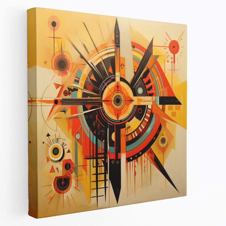 Red Indian Wall Art: Abstract Fusion - Red Indian, Wall Art, Native American Symbols, Canvas