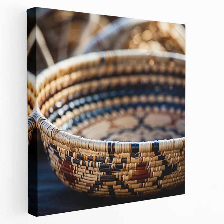 Red Indian Canvas Print: Hand-Woven Beauty - Red Indian, Red Indian, Realistic Photography, Native American Basket