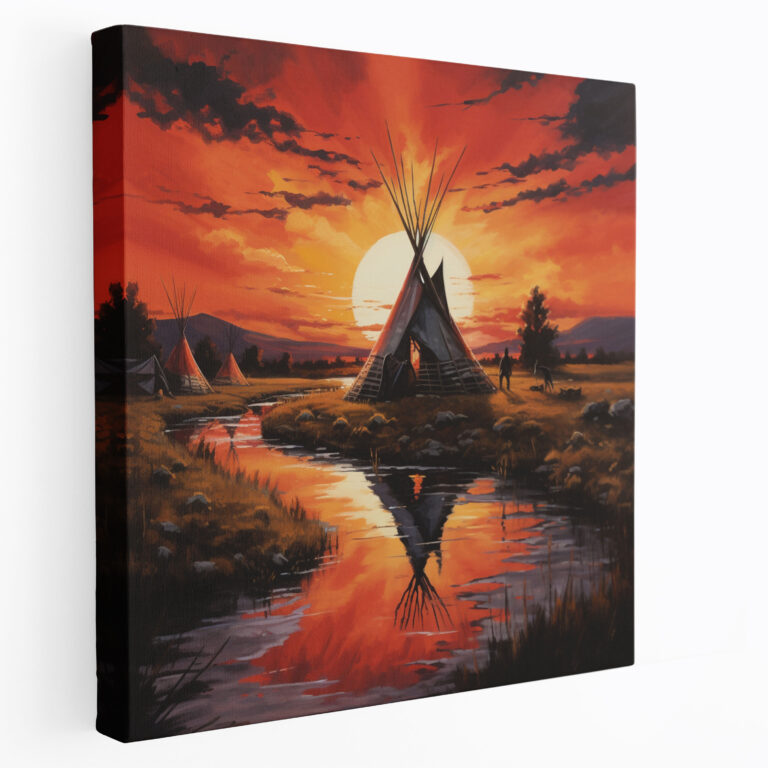 Red Indian Sunset Canvas Print - Red Indian, Canvas Wall Art, Home Decoration, Canvas Print