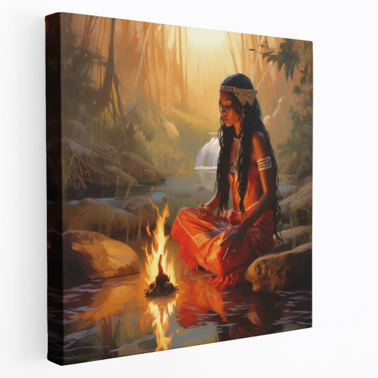 Red Indian Girl Canvas Print - Red Indian, Red Indian, Home Decoration, Wall Decoration